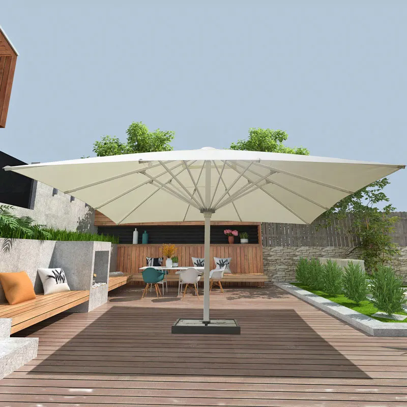 Aluminum Patio Umbrella Waterproof UV Resistant Outdoor Parasol For Hotel Cafe Garden Restaurant