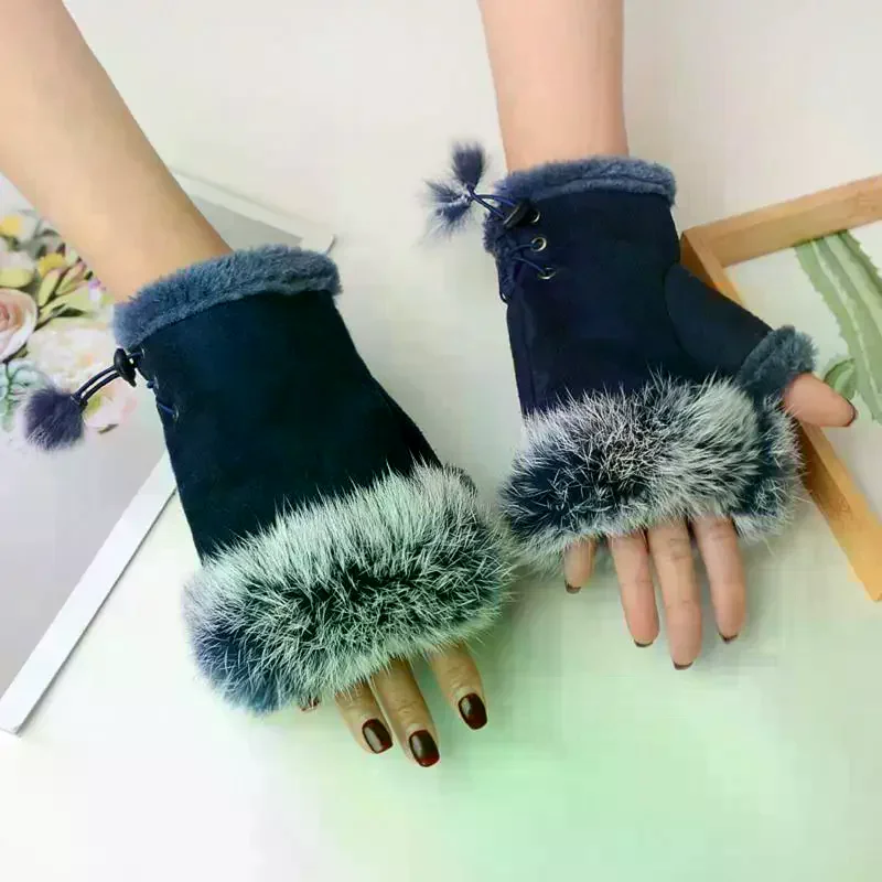 Guantes sin dedos de felpa par - Fingerless Glove Knit reseña y precio