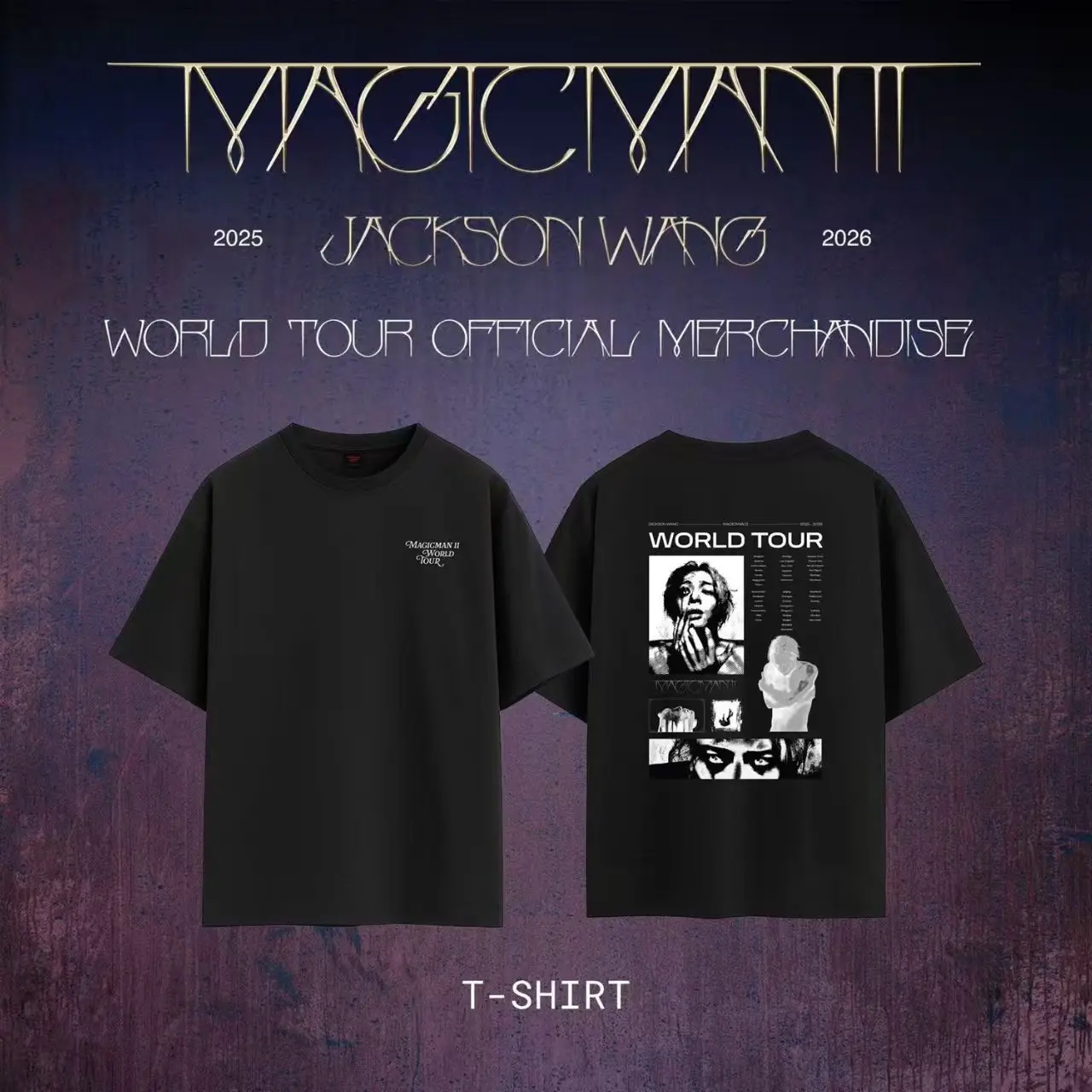 Jackson Wang MAGICMAN 2 Concert Merchandise Same Style T-shirt Unisex Couple Tops Fan Support Apparel MAGICMAN 2 WORLD TOUR - view 2