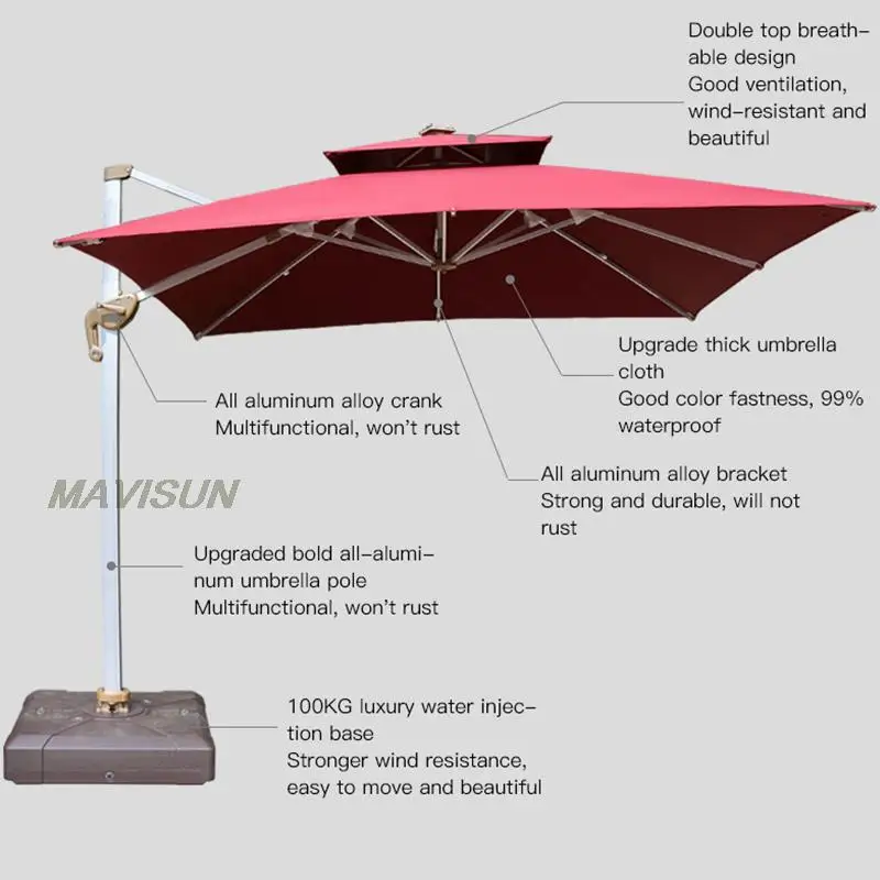 Garden Patio Furniture Canopy Round Square Sun Umbrella For Beach Outdoor Awning For Car Sunshade 3*4M Modern Custom Simple