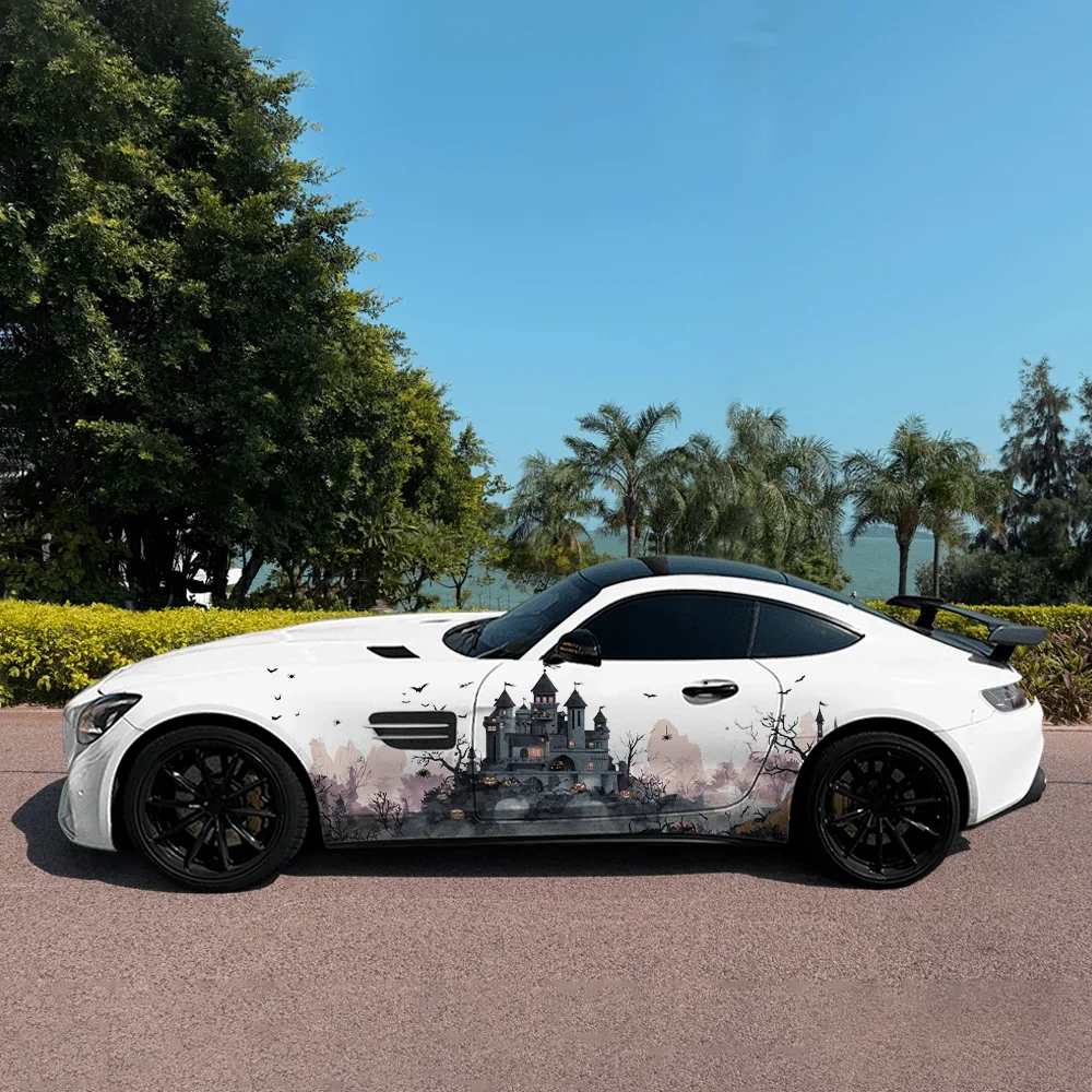 Mysterious Castle Dark Horror Car Vinyl Wraps Decal Selfadhesive PVC Sticker Suitable for Trucks SUV Decor Auto Accessories Gift