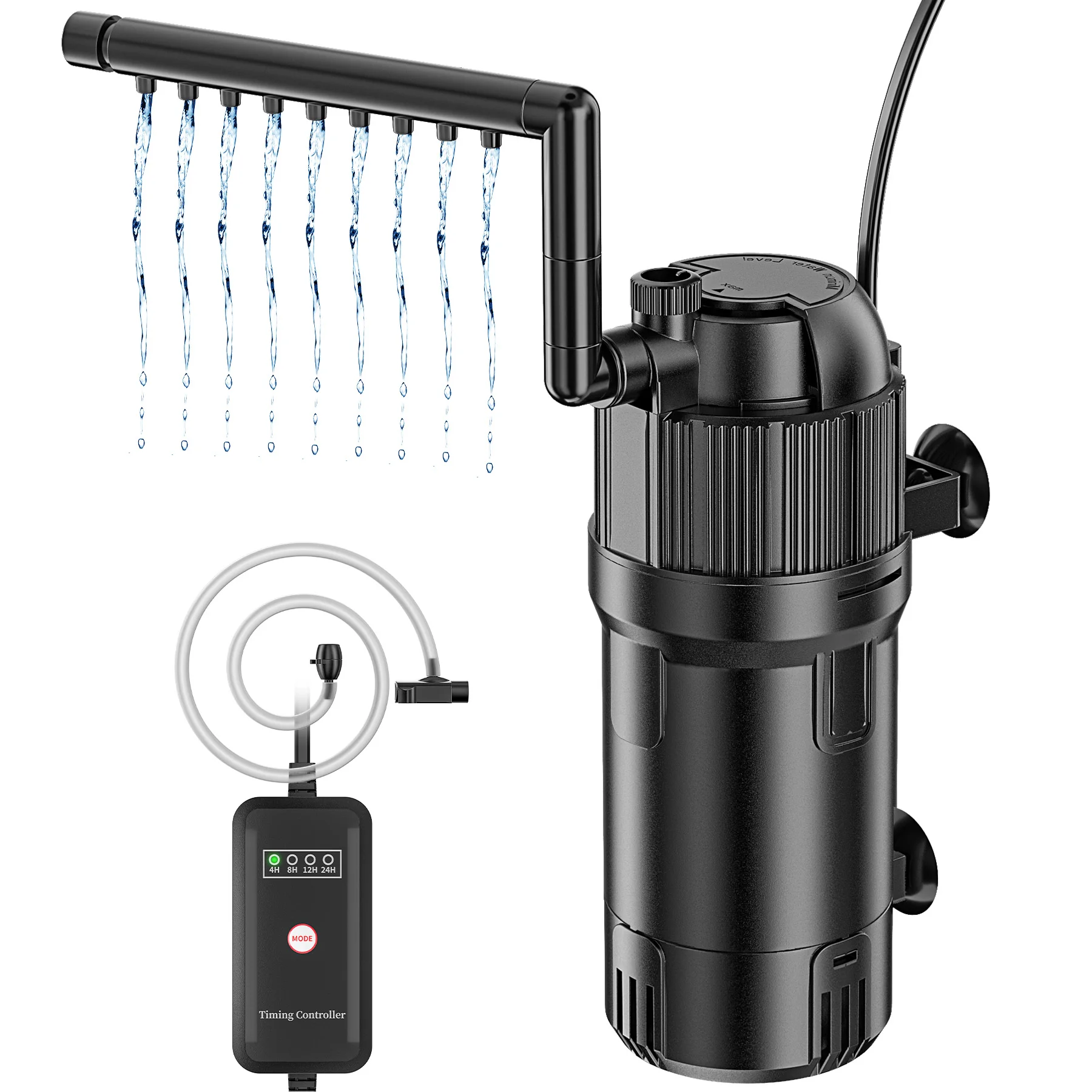 Forever Speed 5-in-1 Aquarium Innenfilter mit UVC Klärer 3 Watt, Aquarium Filter Pumpe inkl Einstellbarer Durchfluss 500L/h für 40-120L Aquarien