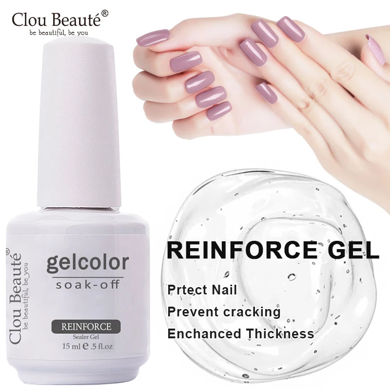 Clou Beaute 15ml Base Top Coat Smalto per unghie Rinforzare Vernici in gel Manicure Nail Art Soak Off UV Lucido Rinforzo Gel Primer