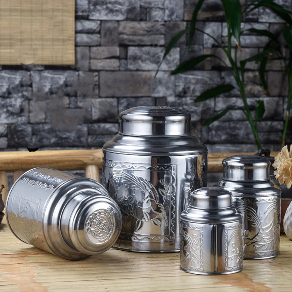 

Stainless Steel Airtight Portable Container Tin Can Loose Leaf Stainless Steel Tea Canister Tea Box 100g Sealed Storage