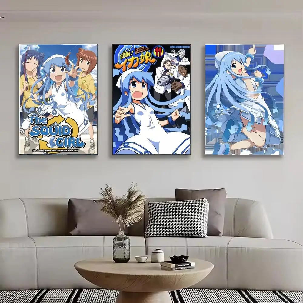 Anime Squid Girl Painting Calligraphy Stylish Canvas Poster Wall Art for Bedroom Living Room Study Home Decor Gift