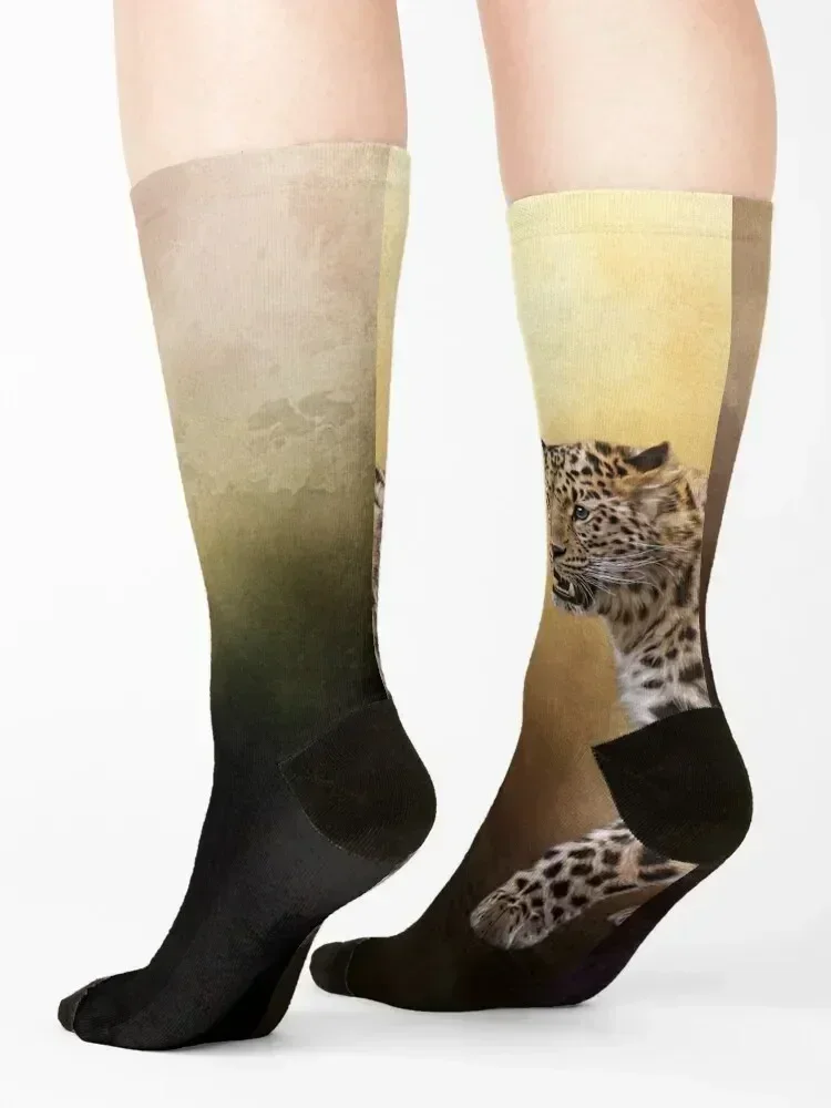 Amur leopard Socks Children's men cotton high quality cute golf Men's Socks Women's