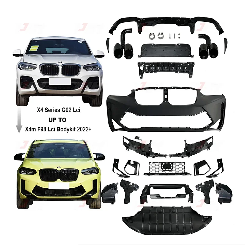 X4 G02 Lci Upgrade to m F98  2022+ Body Kit For BMW    LCI Front Bumper Grille Rear Lip Exhaust Tips