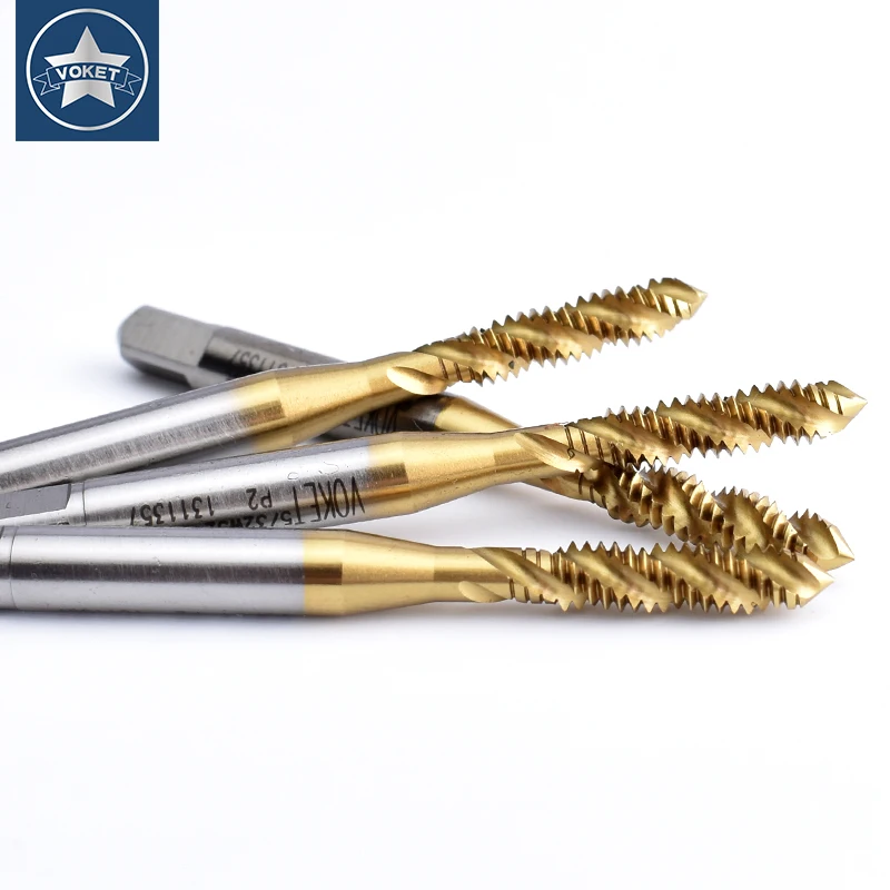 

VOKET HSSE-M35 Стандартный спиральный рифленый метчик JIS W 1/8 5/32 3/16 7/32 1/4 5/16 3/8 7/16 1/2 5/8 Машинные резьбовые метчики