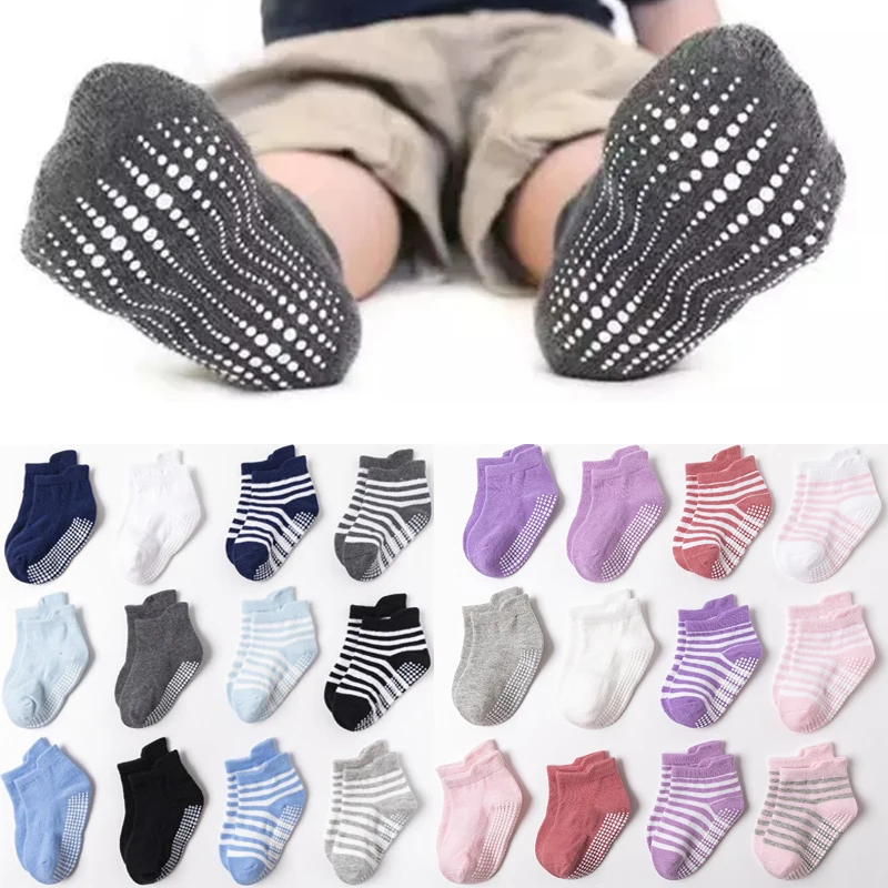 

6 Pairs/lot Baby Floor Socks Newborn Boys Girls Soft Cotton Anti-slip Socks Children's Toddler Short Sock For 0-5 Years old Kids