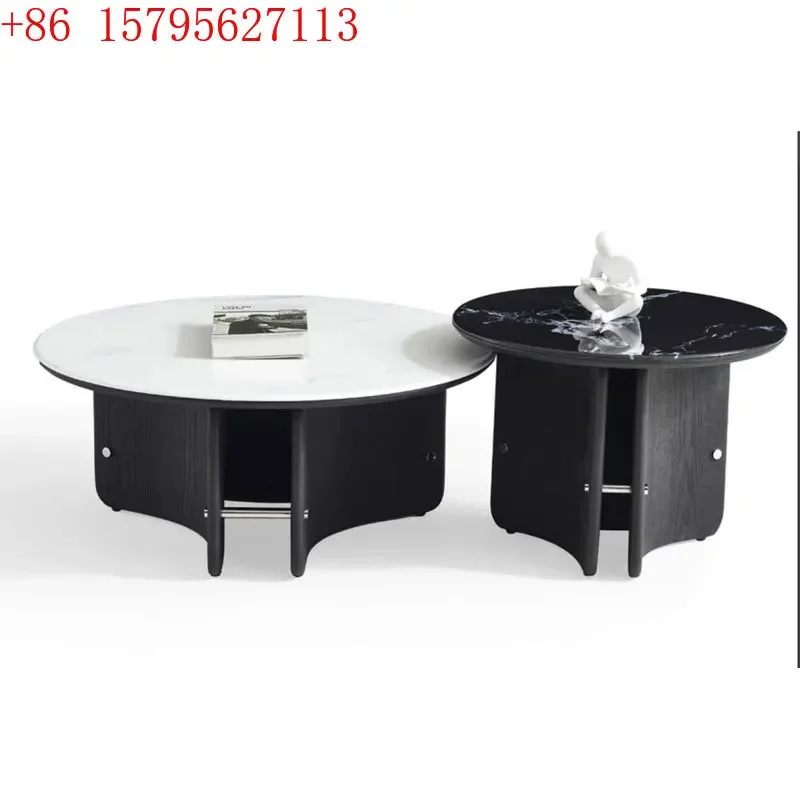 Microcrystalline high-end round coffee table size combination living room home light luxury furniture