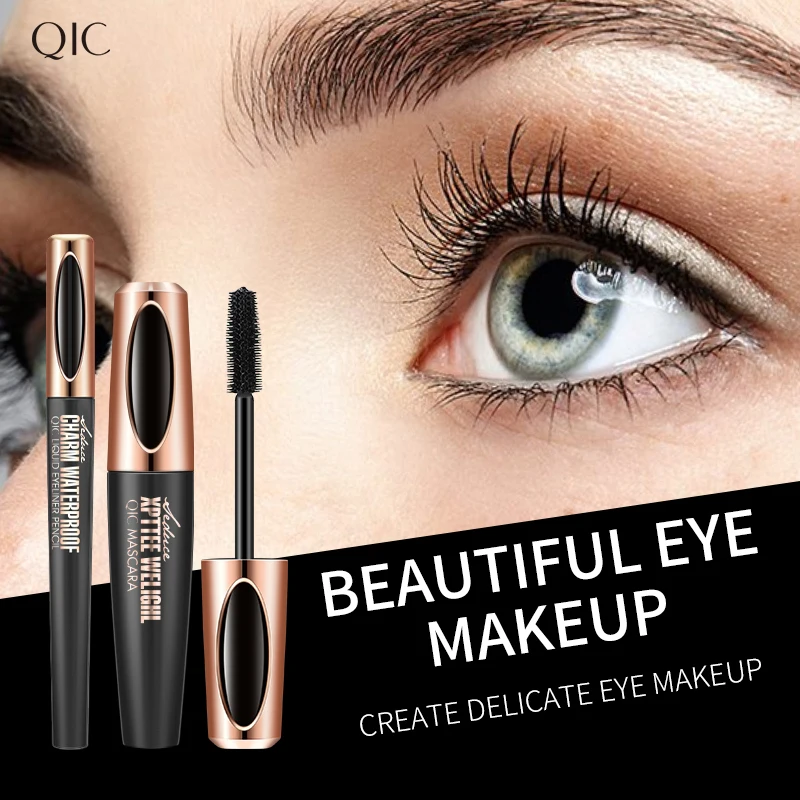 Liquid Eyeliner Pencil 4D Waterproof Mascara Set Cosmetics Eye Liner Thick Curling Mascara Eyebrow Pencil Eyes Makeup