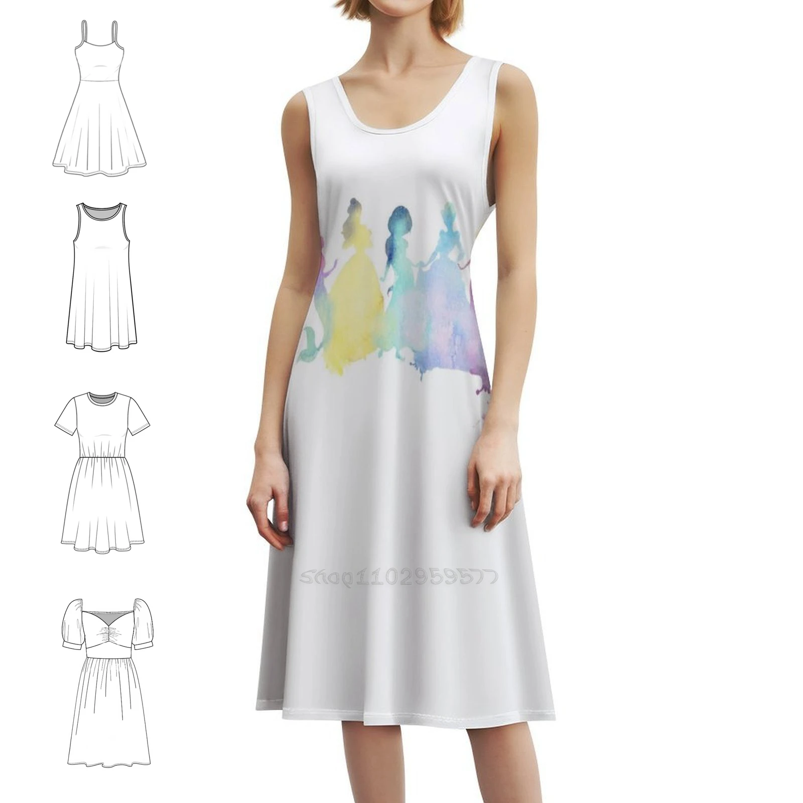 فستان الأميرات الأزهار سموك للنساء لربيع وصيف فستان كاجوال للحفلات والأميرات الأميرة حسناء أريال #1