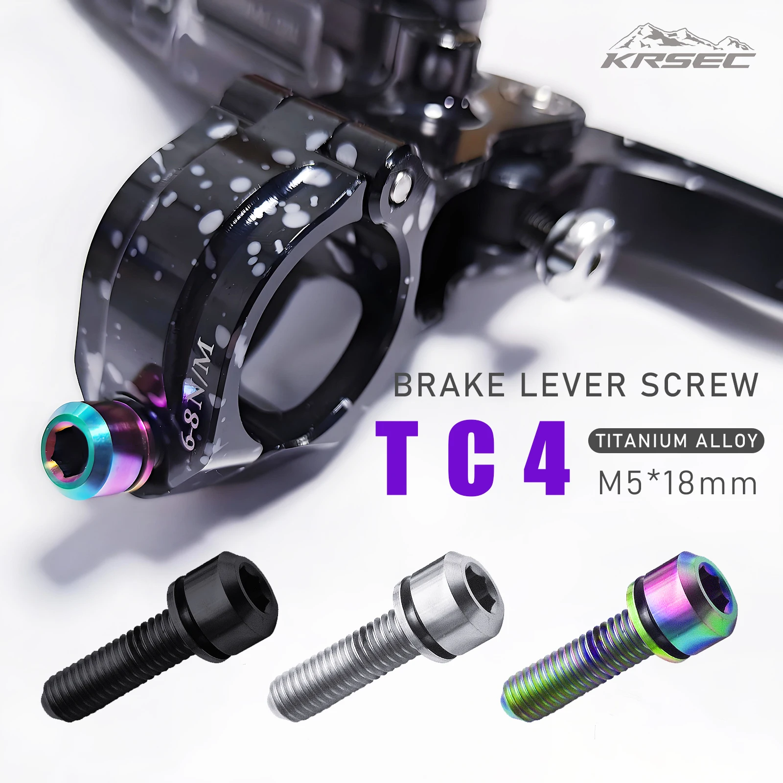

KRSEC Болты выноса велосипеда Болты из титанового сплава Винт тормозного рычага Винт M5 x 18 мм Болты с шайбами Набор для выноса шоссейного велосипеда MTB (6 шт.)