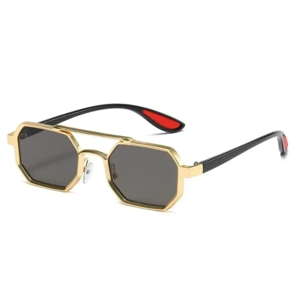 

Lightweight Double-bar Square Sunnies Indian Style Gradient Unisex Polarized Sunglasses Alloy Costume Accessory Anti-UV Glasses