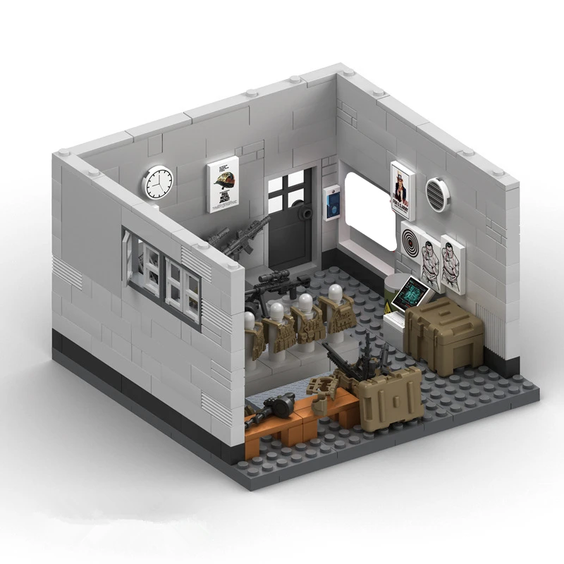 軍事機器保管室シーン監視塔コマンドベース警察ワイヤーメッシュスタンドビルディングブロックモデルセットレンガ