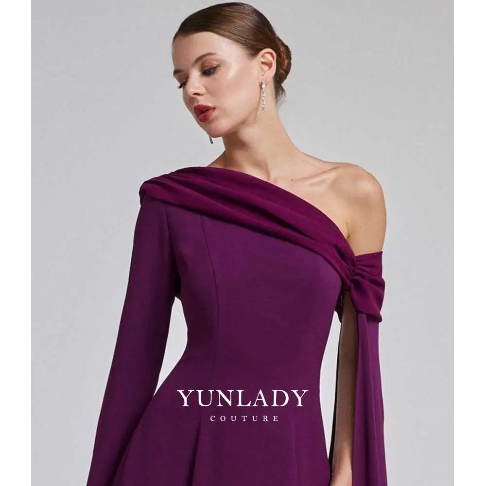 

YUNLAN Luxury Dubai Wedding Prom Long Dress, Women's Custom A-Line Purple Evening Dress, Formal Party Guest Dress
