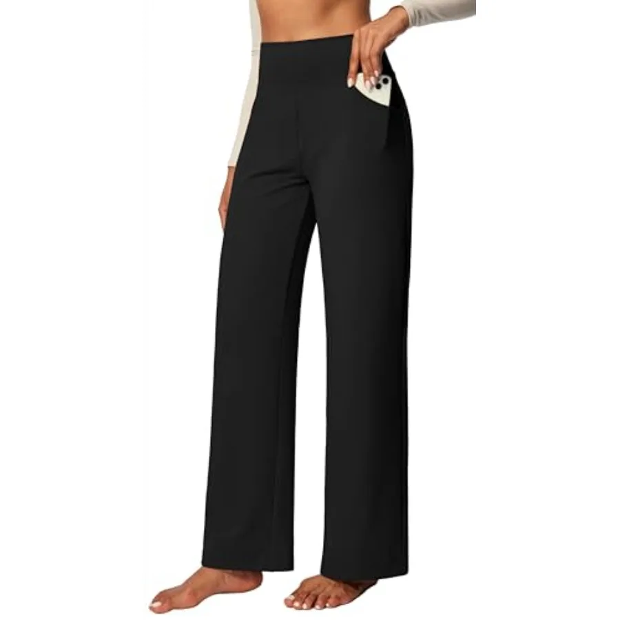 

IUGA Yoga Pants Women Wide Leg Pants with Pockets High Waist Stretch Tummy Control Dress Casual Sweatpants