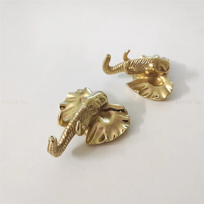 Gold Furniture Handle Door Knobs Solid Brass Elephant Geese Shape Single Hole Handles for Cabinet Kitchen Cupboard Drawer Pulls