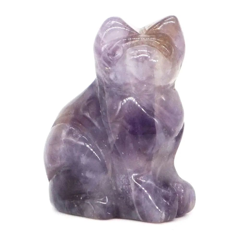 Statue de chat sculptée à la main en cristal naturel, 1.5 pouces, Figurine d'animal, Sculpture, cadeau, décoration de maison, artisanat