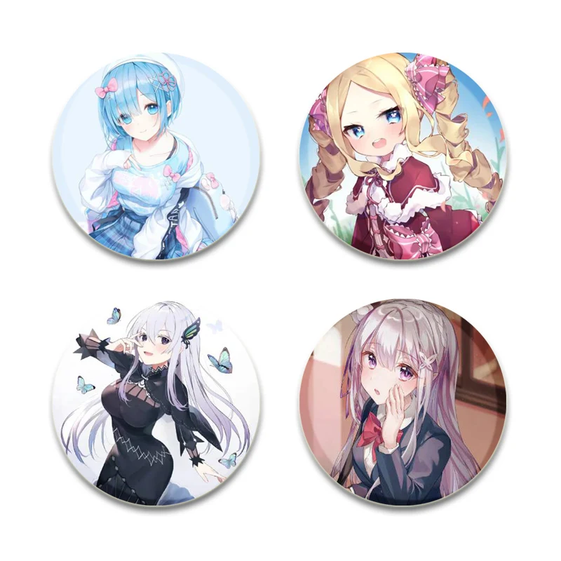 Cute Cartoon Figure Beatrice/Emilia/Rem/Ram Badge Anime Re Zero Starting Life in Another World Brooch Lapel Pin Gift Accessorie