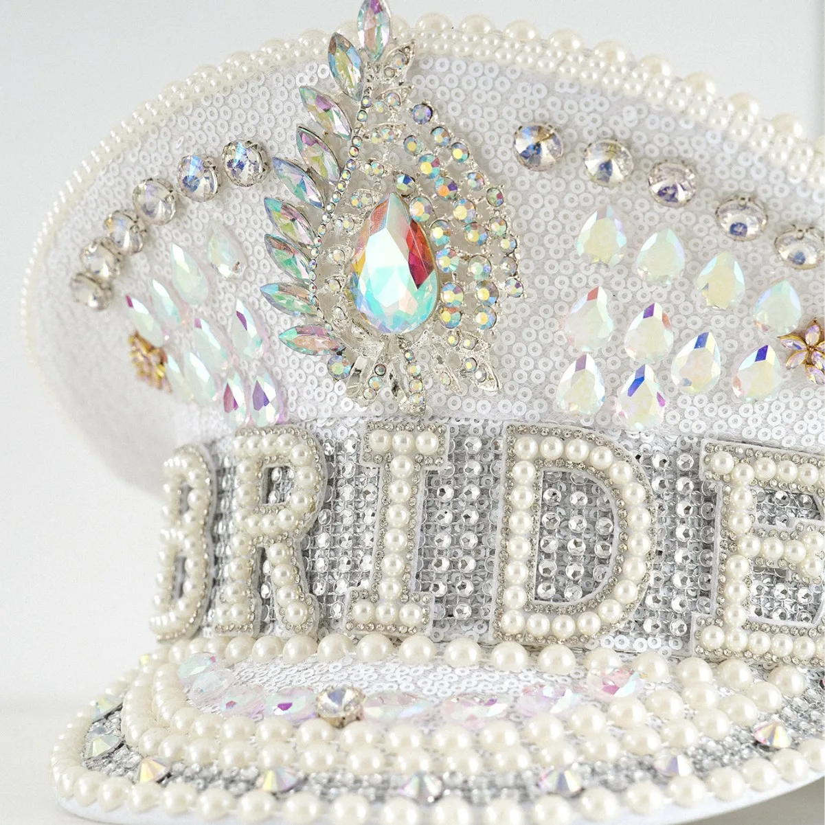 HongLuan Yellow Laser Leather Loop Captain Hat Rhinestone & Military Caps for Woman, Rave Festivals Accessories ＆ Party Cap Man