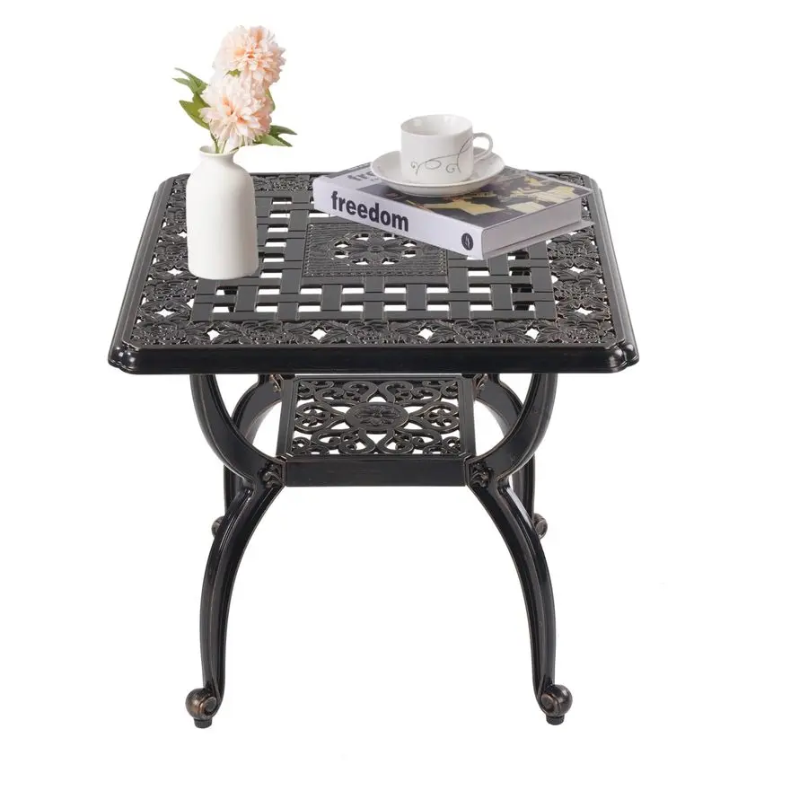 

Aluminum Outdoor Side Table,Small Patio Table,Outdoor Coffee Tables for Patio,Garden,Balcony, for All Weather Copper, Square