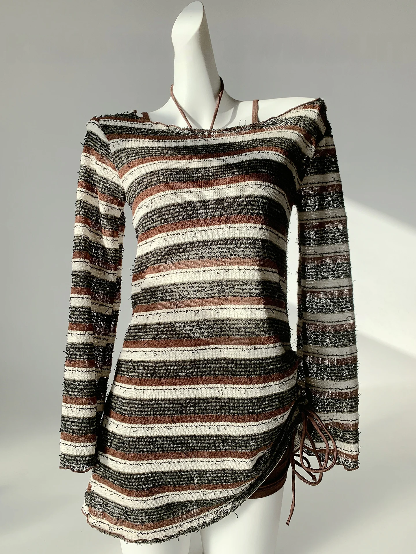 

Moka Mousse Pure Desire Lazy Sle One oulder Sexy Stripe Slimming Vaion Tee Piece Swimsuit Women's New Model