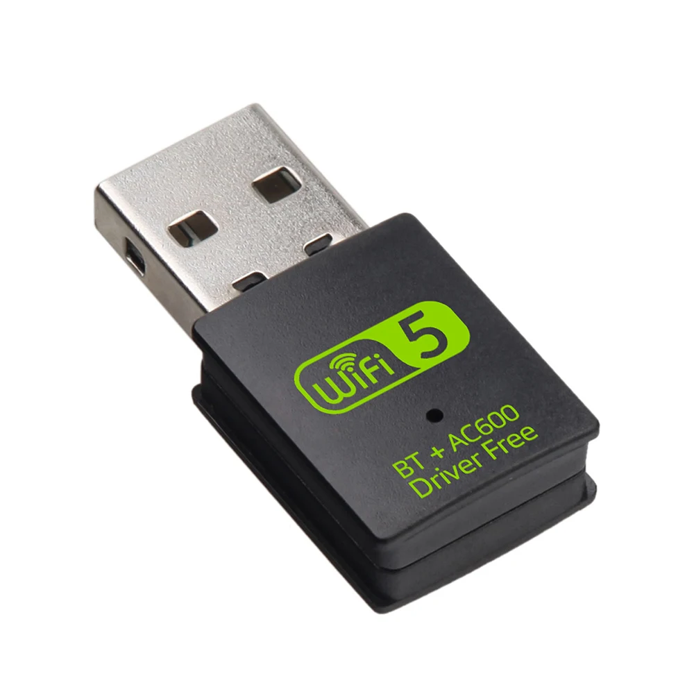 2 in1 USB واي فاي بلوتوث متوافق 5.0 محول 600Mbps ثنائي النطاق 2.4/5Ghz استقبال الشبكة اللاسلكية واي فاي دونغل لأجهزة الكمبيوتر المحمول