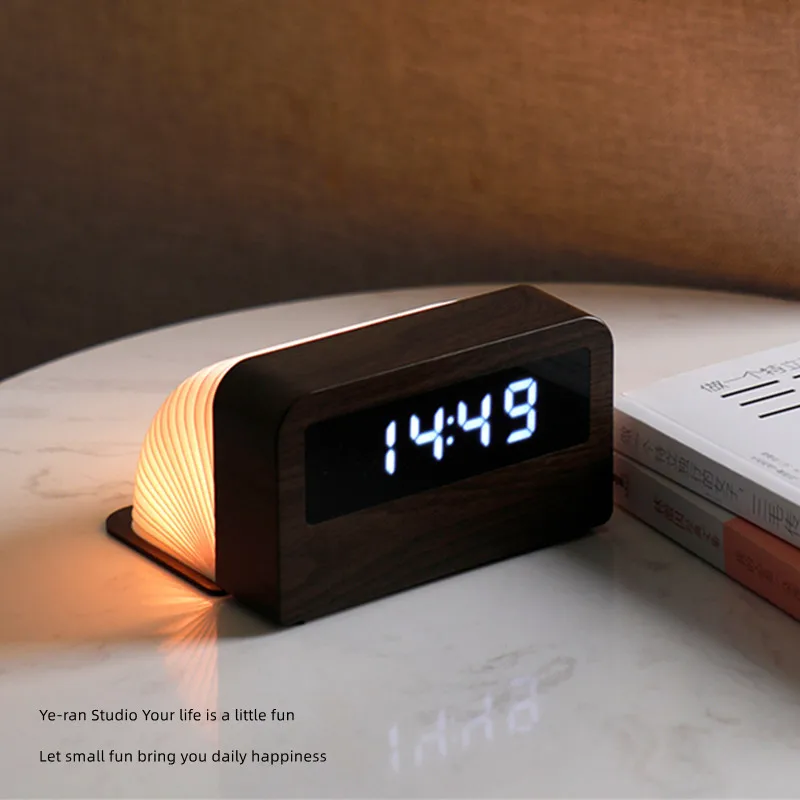 Reloj de luz de escritorio para libros, giro de página, luz nocturna pequeña LED plegable para el hogar, carga USB, adornos coloridos, regalos de boda de negocios