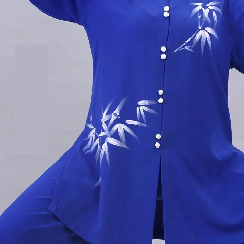 Women Performance Tai Chi Suit Kung Fu Wushu Martial Arts Uniform Wing Chun Jacket Pants Oriental Button Stand Collar Clothing