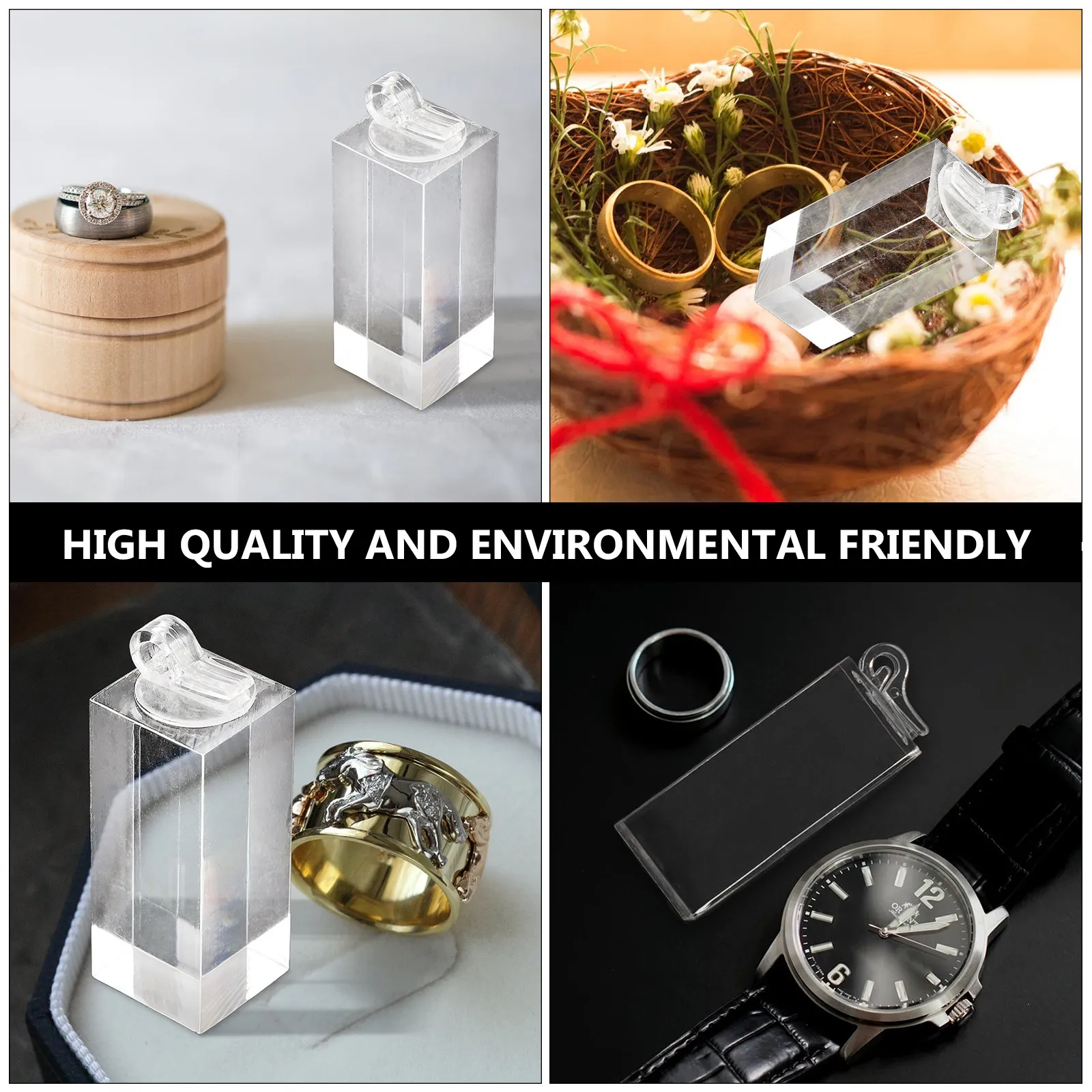 Transparent Ring Holder Set, 7-Piece Jewelry Display Rack with Multiple Heights for Home & Shop