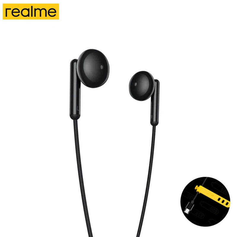 Realme Buds Classic Type-C RMA2005 سماعة أذن سلكية شبه داخل الأذن سماعة كمبيوتر محمول هاتف محمول عالمي HD ميكروفون سماعات أذن للمكالمات
