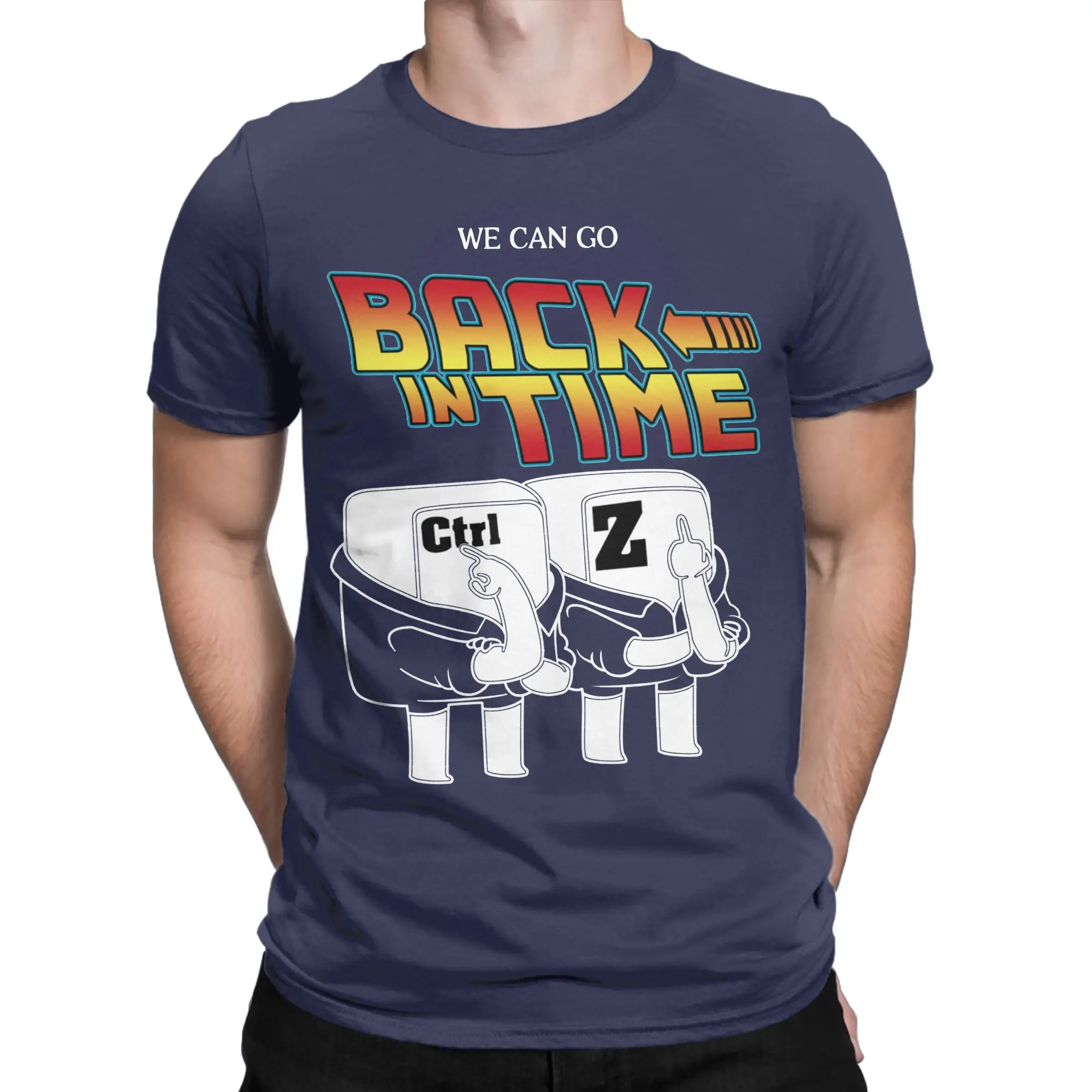Funny Nerd Tech Keyboard Back In Time Ctrl Z T-Shirt Men's  Tops Programmer Developer Programming Nerd Cotton Summer Clothing