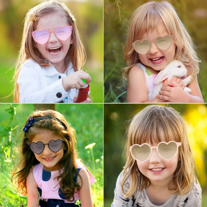 Baby Girls Cute Solid Color Heart Shape Outdoor Sun Protection Sunglasses Children Lovely Acrylic UV400 Sunglasses Kids Glasses