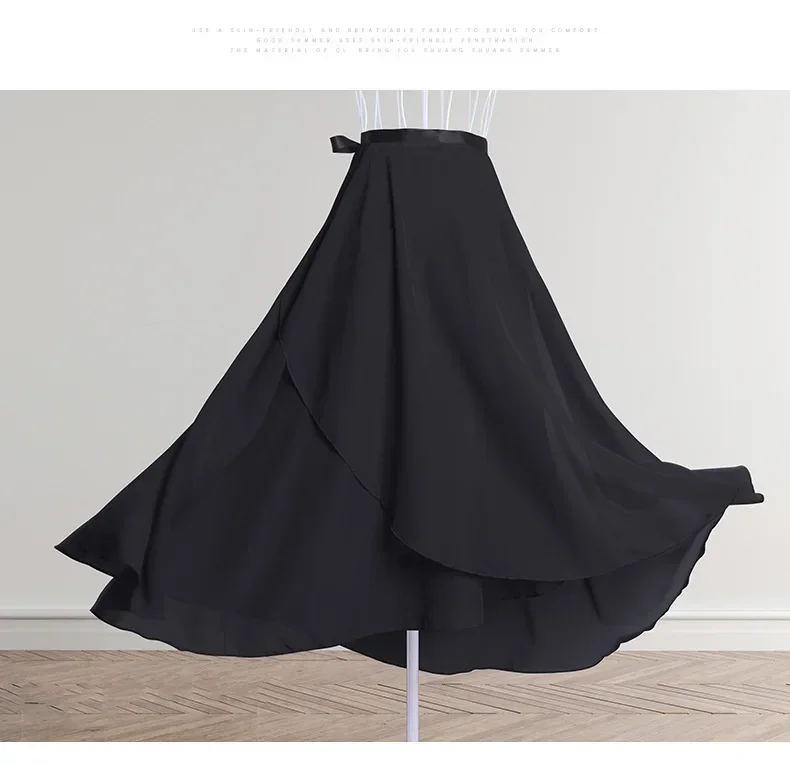 Chiffon Ballett Tutu Tanz Rock Tanz Skate Wrap Schal Gymnastik Ballerina Lyrical Lange Ballett Rock Frauen Ballett Tanz Kleid – Detail 11