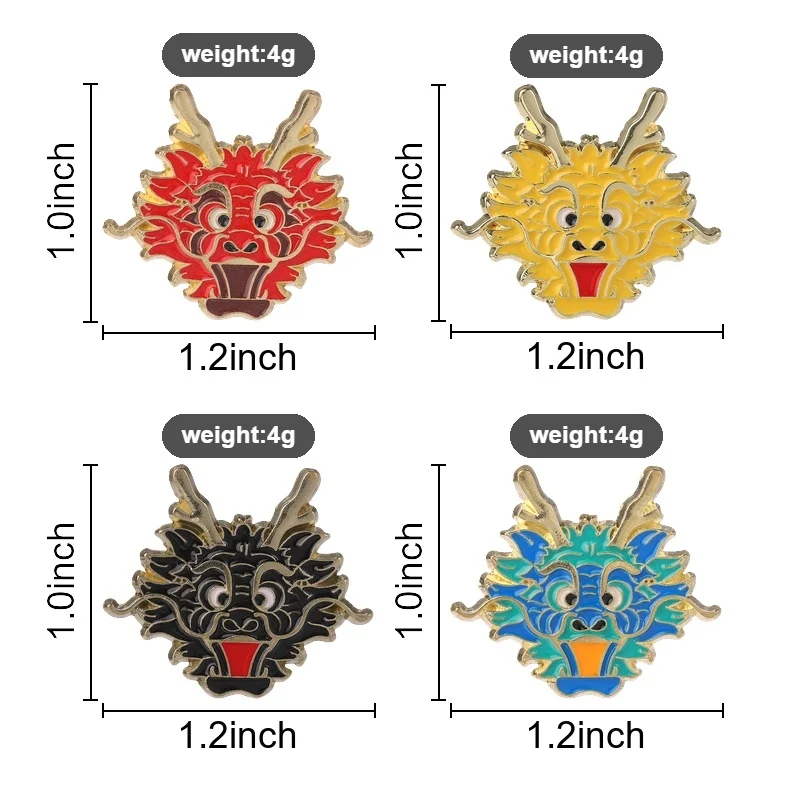 Cute Chinese Dragon Head Badge, Cartoon Oriental Dragon Enamel Pin, Fashion Accessory, Gift for Chinese Style Lovers