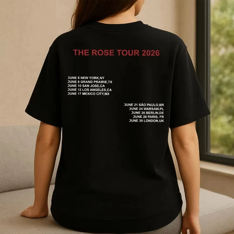 Rose Rosetopia World Tour Graphic Tee Unisex K-Pop Concert Couple Harajuku Y2K Short Sleeve Casual Streetwear Fashion Tops