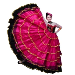Women Spanish Flamenco Bullfighting Costume Adult Female Stage Chorus Big Swing Dress Spanish Stage Performance Dancing Skirt