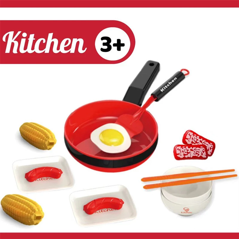 Children's Play House Toys Simulation Mini  Frying Pan Mini Kitchen Toys Set Pretend Play Hot Dog Omelette Vegetable Girls Toys