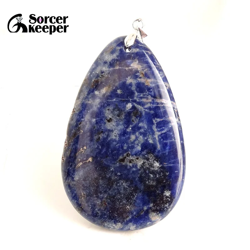 Natural Healing Gemstone Pendant Sodalite Crystal Water Drop Pendant Blue-vein Stone Quartz Polished Necklace Jewelry Gift BA688