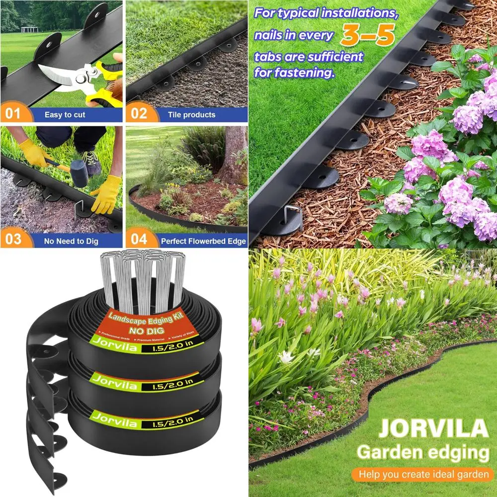

Flexible 2-inch x 100-foot Plastic Landscape Edging with 120 Metal Spikes for Lawns, Gardens, and Flower Beds