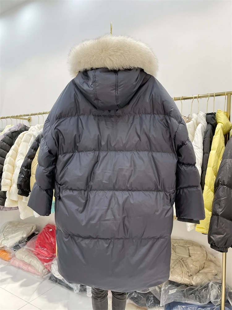 Fox Fur Collar Warm Women Winter Coat Fashion Zipper Female Parkas 2023 New Straight Loose Puffer Jackets Outerwear