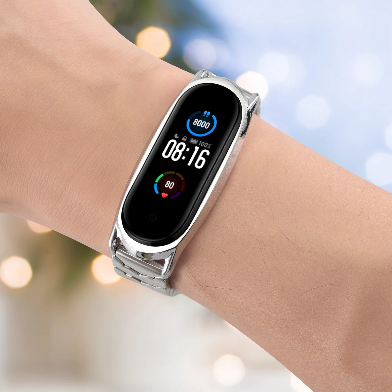 

Металлический браслет из нержавеющей стали, роскошный сменный ремешок для смарт-браслета, совместимый с Mi Band 5, 4, 3, фитнес-браслет