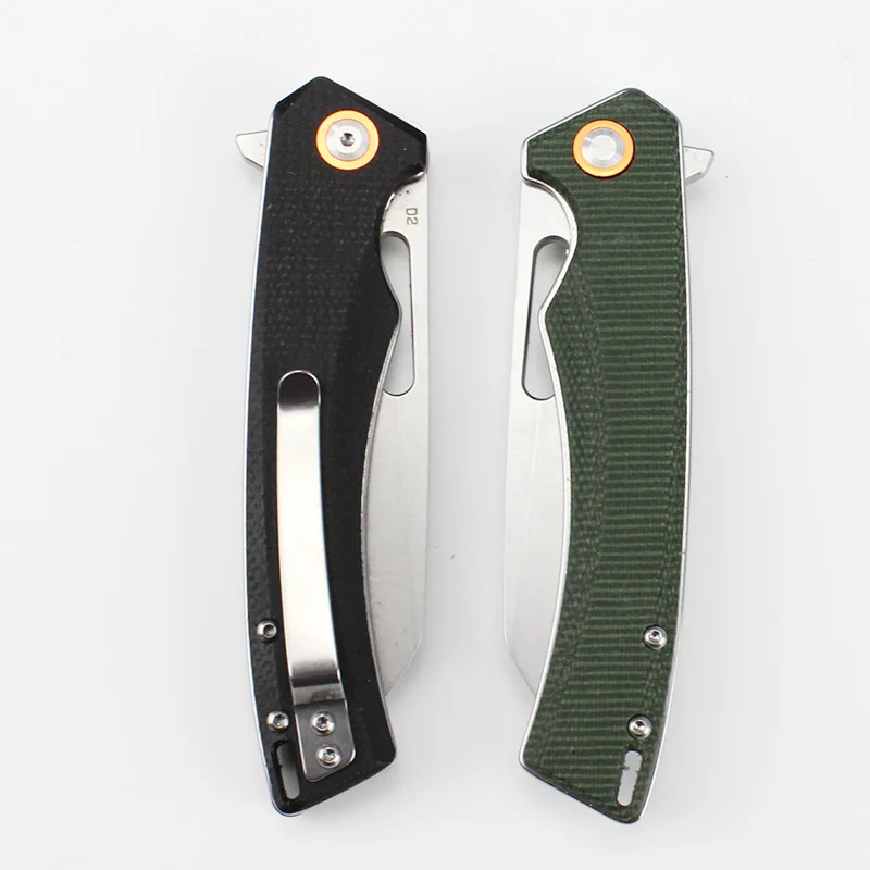 GT957 Folding Tactical Knife D2 Steel Blade Micarta Handle Ball Bearing Pocket Knives Portable  EDC Camping Tool