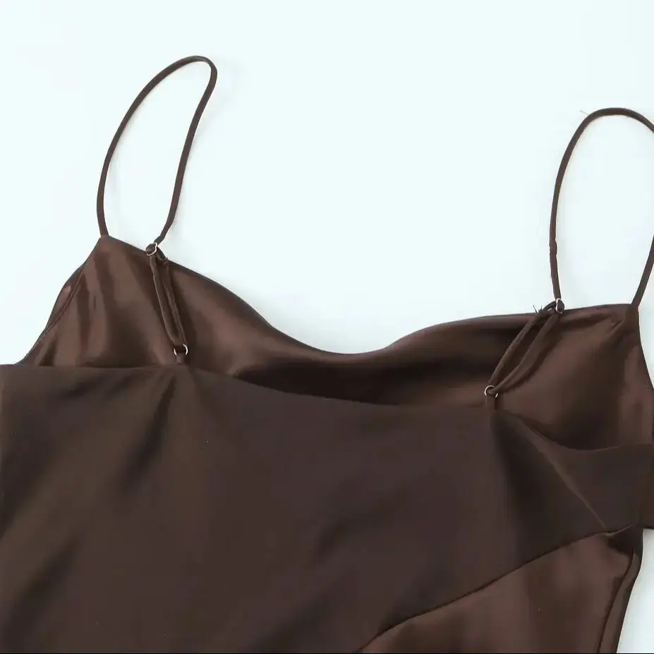 DiYiG نساء 2025 خريف موضة جديدة الحرير الساتان نصية خياطة حزام شيك عارية الذراعين جوكر سترة دون أكمام Mujer #6