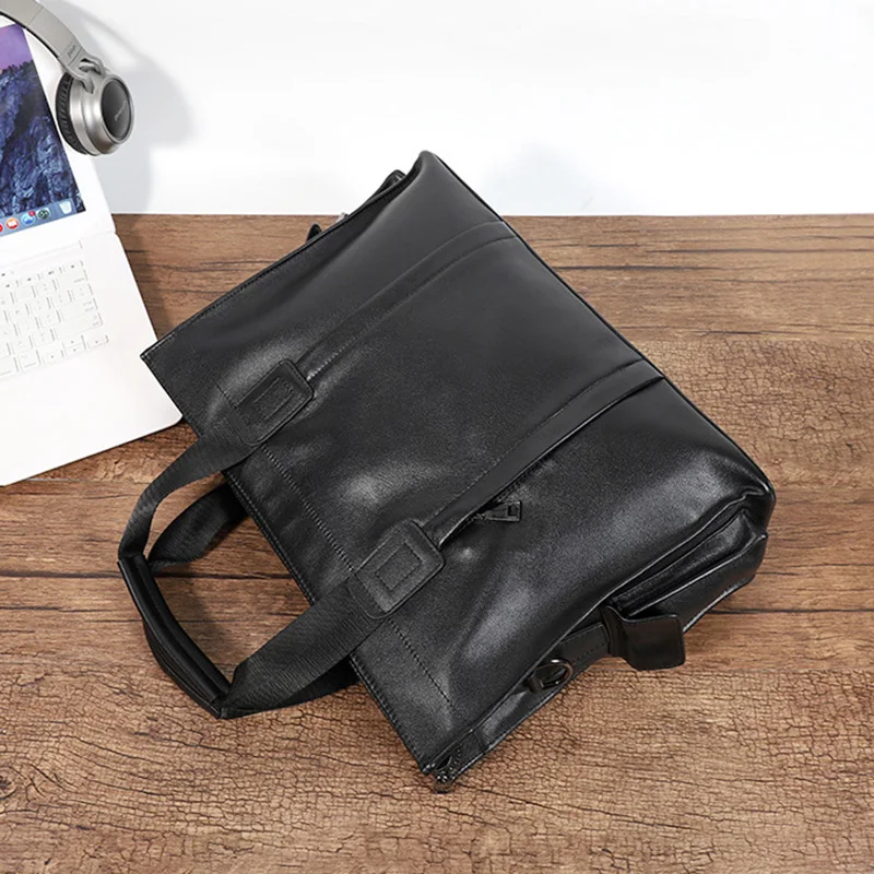 NZPJ Business Leder herren Handtasche Top Schicht Rindsleder Aktentasche Casual Schulter Messenger Tasche Geeignet für 14 Zoll Laptop – Detail 11