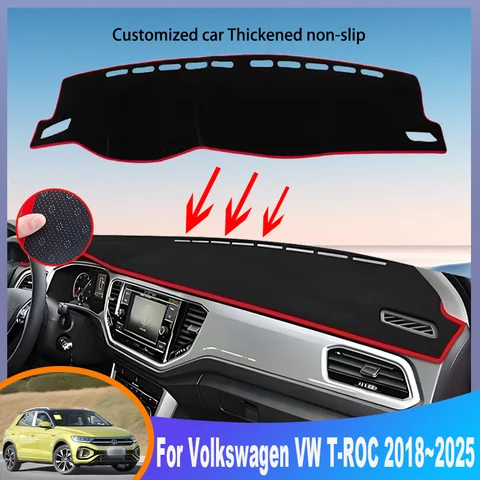 Auto Parts For Volkswagen VW T-ROC 2018~2025 2024 2023 Car Dashboard Cover Mat Instrument Panel Carpets Non-Slip Pad Accessories