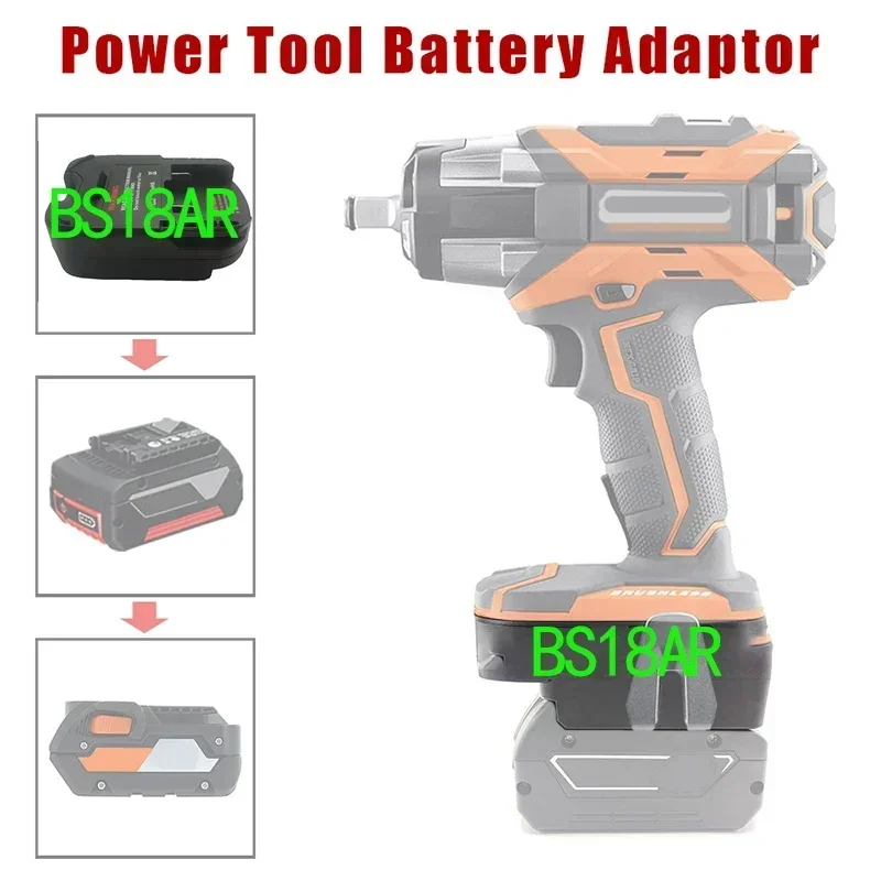 Adaptador de batería para batería de iones de litio Bosch de 18V, conversión a RIDGID para AEG, batería de iones de litio de 18V, herramientas eléctricas, taladro, convertidor BS18AR