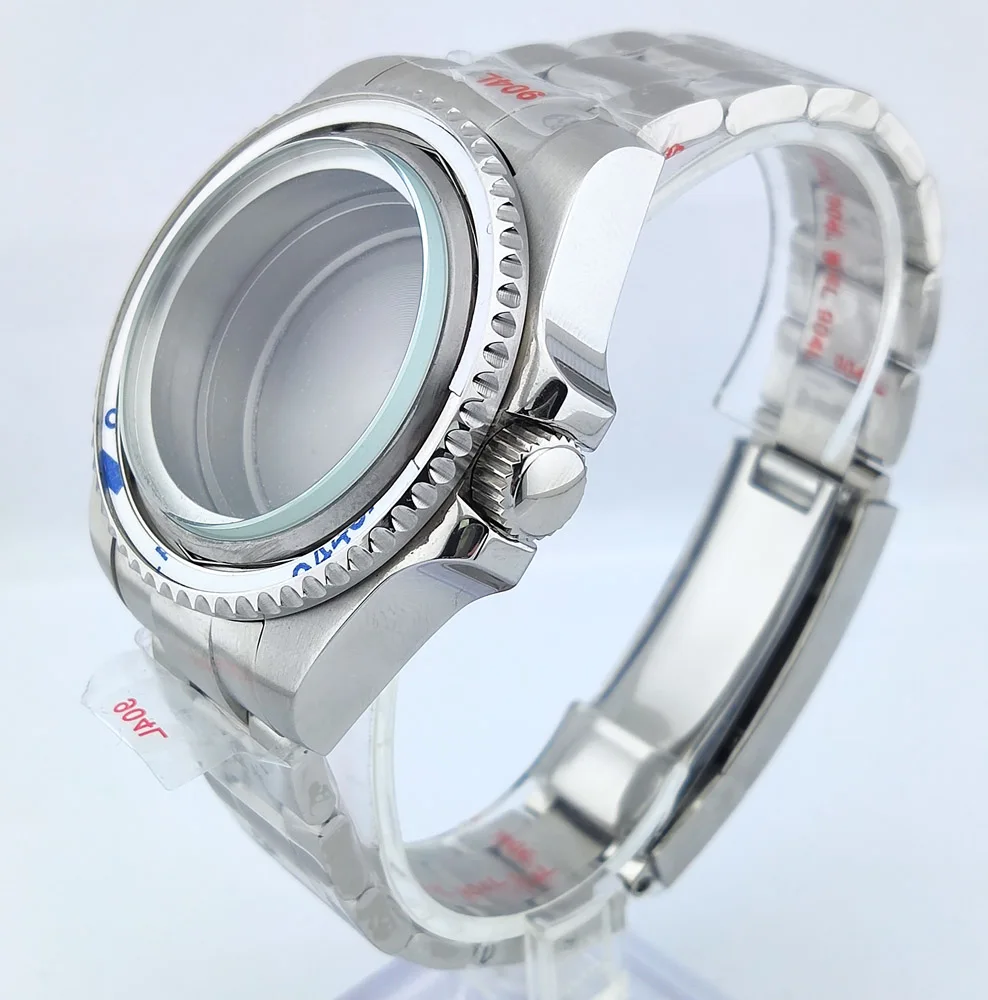 Boîtier de montre NH35 43mm, boîtier en acier inoxydable 904L, verre saphir, étanche, adapté au mouvement NH35/NH36