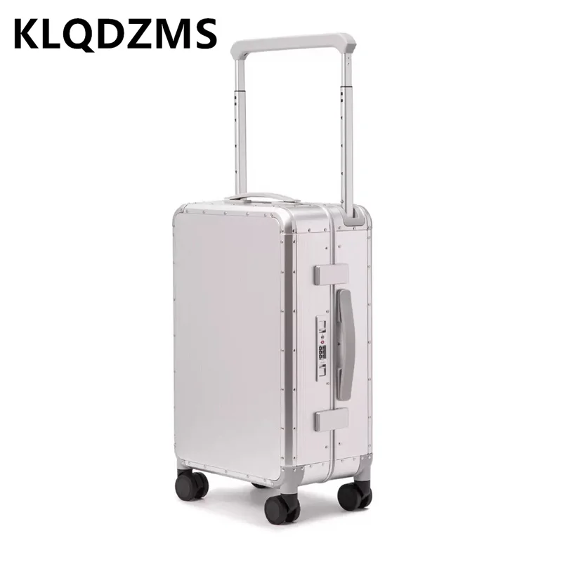 KLQDZMS Neuer Koffer aus Aluminium-Magnesium-Legierung für Herren, 20 Zoll, tragbar, mit breiter Zugstange, Reisekoffer mit Passwort